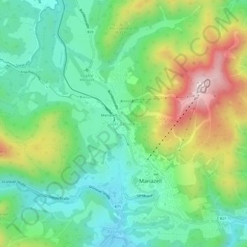Topografinen kartta Sankt Sebastian, korkeus, helpotus