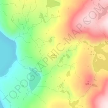Topografinen kartta Mannen, korkeus, helpotus