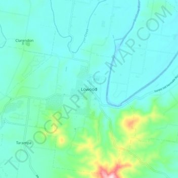 Topografinen kartta Lowood, korkeus, helpotus
