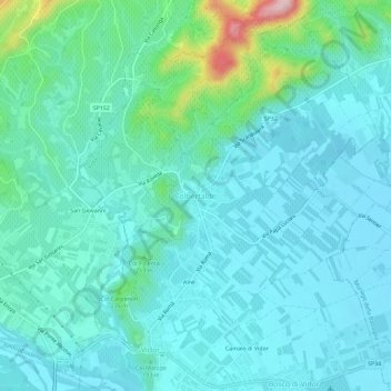 Topografinen kartta Colbertaldo, korkeus, helpotus