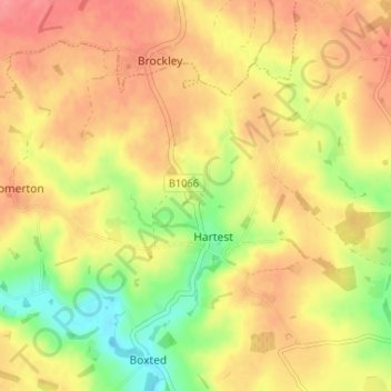 Topografinen kartta Cross Green, korkeus, helpotus