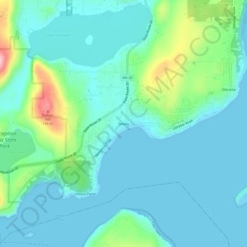 Topografinen kartta Dewey, korkeus, helpotus