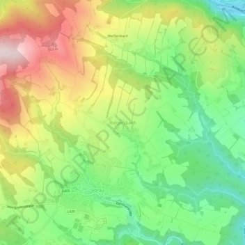 Topografinen kartta Riegersbach, korkeus, helpotus