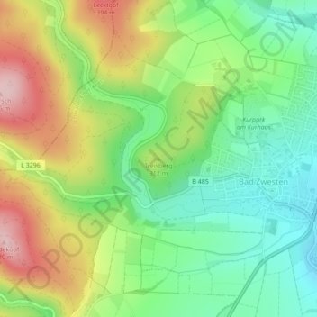 Topografinen kartta Treisberg, korkeus, helpotus