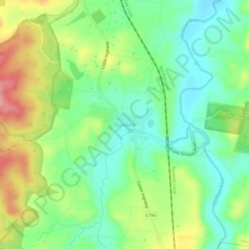Topografinen kartta Taradale, korkeus, helpotus
