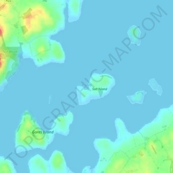 Topografinen kartta Brandy Bay, korkeus, helpotus