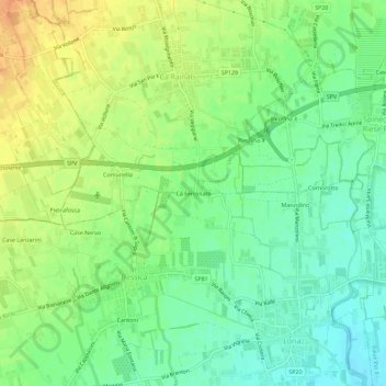 Topografinen kartta Cà Ferronato, korkeus, helpotus
