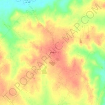 Topografinen kartta Bristol, korkeus, helpotus