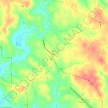 Topografinen kartta Juno, korkeus, helpotus
