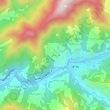 Topografinen kartta Zendidi, korkeus, helpotus