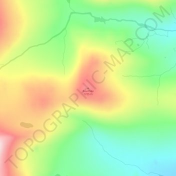 Topografinen kartta Raudhøa, korkeus, helpotus