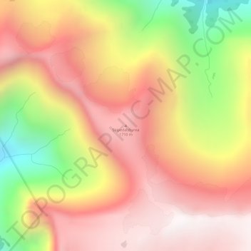 Topografinen kartta Skipedalshyrna, korkeus, helpotus
