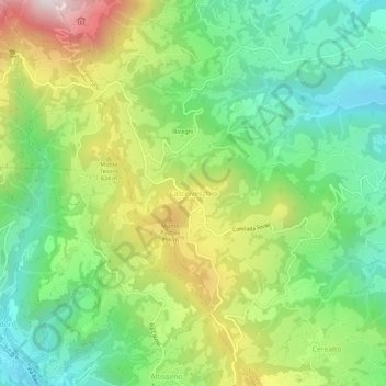 Topografinen kartta Castelvecchio, korkeus, helpotus