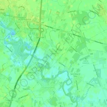 Topografinen kartta Cendon, korkeus, helpotus