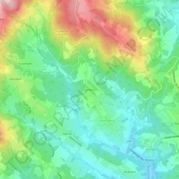 Topografinen kartta Kainberg, korkeus, helpotus