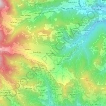 Topografinen kartta Cubi, korkeus, helpotus