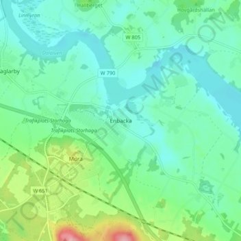 Topografinen kartta Enbacka, korkeus, helpotus