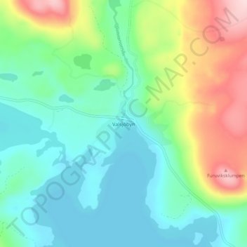 Topografinen kartta Valsjöbyn, korkeus, helpotus