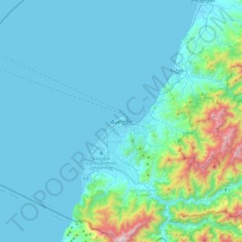 Topografinen kartta Batumi, korkeus, helpotus
