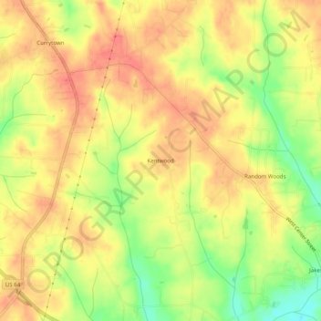 Topografinen kartta Kentwood, korkeus, helpotus