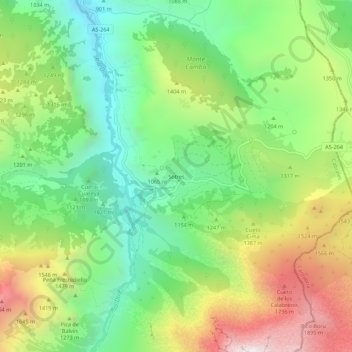 Topografinen kartta Sotres, korkeus, helpotus