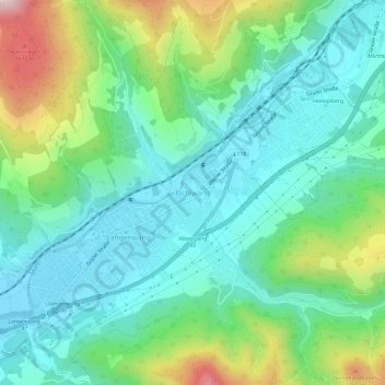 Topografinen kartta Pichlwang, korkeus, helpotus
