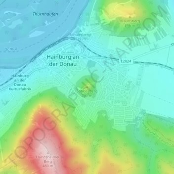 Topografinen kartta Schlossberg, korkeus, helpotus