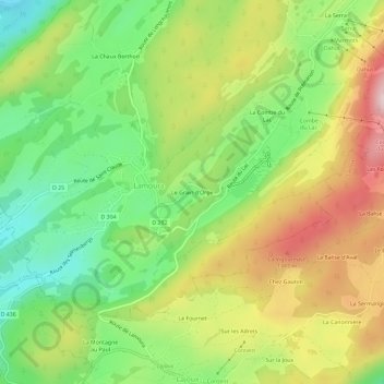 Topografinen kartta Le Grain d'Orge, korkeus, helpotus