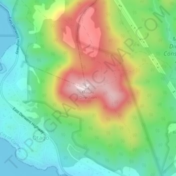 Topografinen kartta Mount Direction, korkeus, helpotus