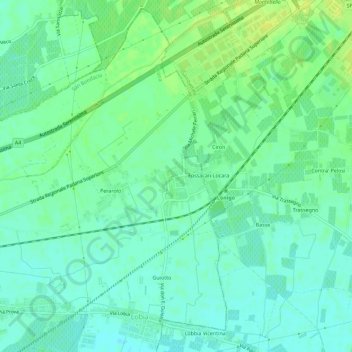 Topografinen kartta Locara, korkeus, helpotus