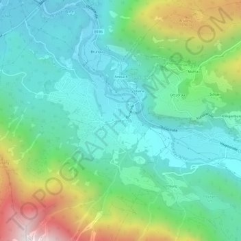 Topografinen kartta Sautens, korkeus, helpotus