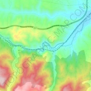 Topografinen kartta Somaén, korkeus, helpotus