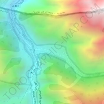 Topografinen kartta Darial Gorge, korkeus, helpotus