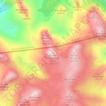 Topografinen kartta Großer Scheibling Kogel, korkeus, helpotus