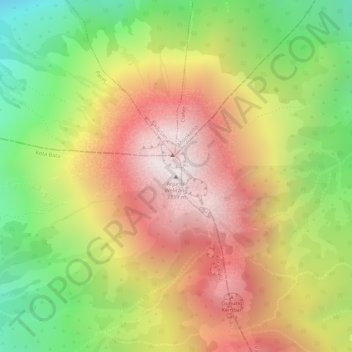 Topografinen kartta Arjuno-Welirang, korkeus, helpotus