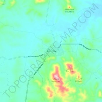 Topografinen kartta Kilkivan, korkeus, helpotus