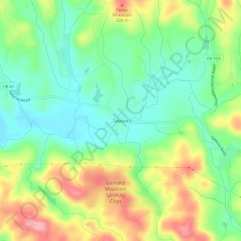 Topografinen kartta Salacoa, korkeus, helpotus