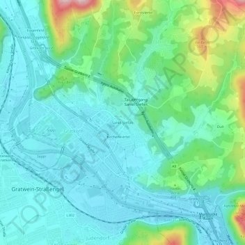 Topografinen kartta Sankt Stefan, korkeus, helpotus