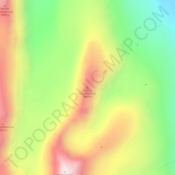 Topografinen kartta Austre Smedhamran, korkeus, helpotus