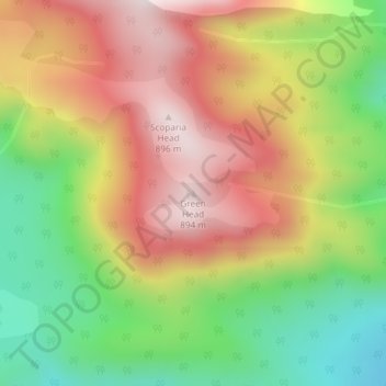Topografinen kartta Green Head, korkeus, helpotus