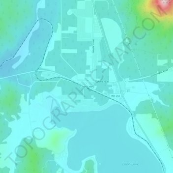Topografinen kartta Loon Lake, korkeus, helpotus