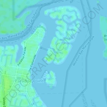 Topografinen kartta The Sovereign Islands, korkeus, helpotus