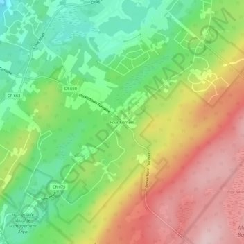 Topografinen kartta Four Corners, korkeus, helpotus