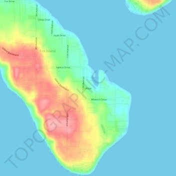 Topografinen kartta Hope, korkeus, helpotus