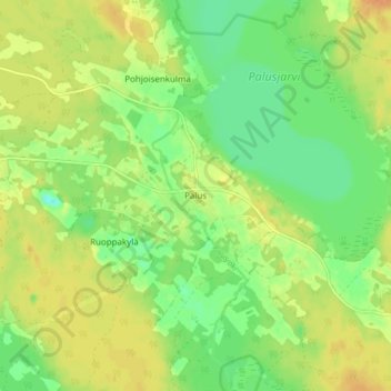 Topografinen kartta Palus, korkeus, helpotus