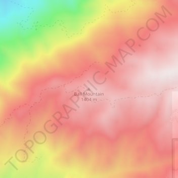 Topografinen kartta Ball Mountain, korkeus, helpotus