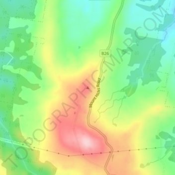 Topografinen kartta Mount Hicks, korkeus, helpotus