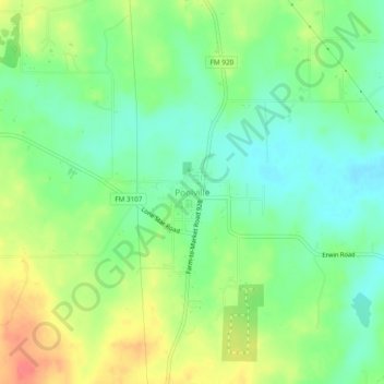 Topografinen kartta Poolville, korkeus, helpotus