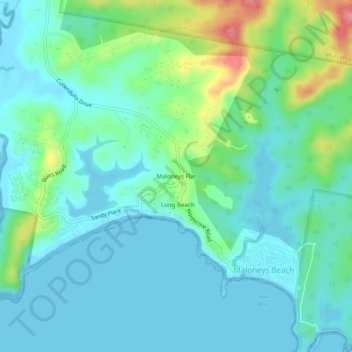 Topografinen kartta Maloneys Flat, korkeus, helpotus