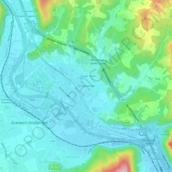 Topografinen kartta Kirchenviertel, korkeus, helpotus